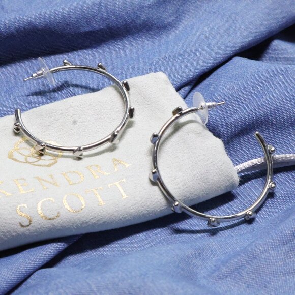 Authentic Kendra Scott Haven Heart Silver Hoop Earrings - Picture 3 of 3